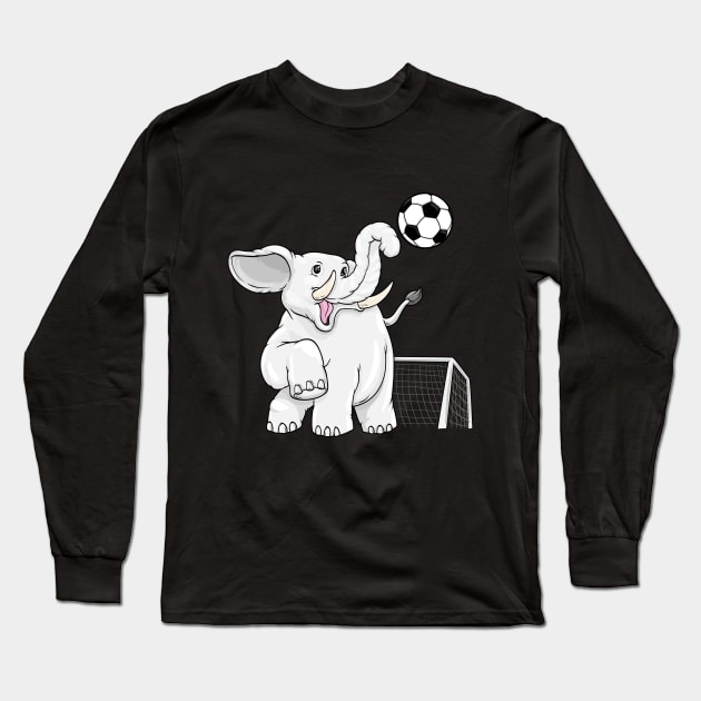 Funny elephant is playing soccer Long Sleeve T-Shirt by Markus Schnabel